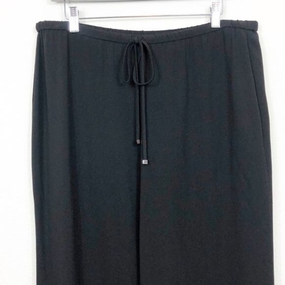 Saks Fifth Ave Sport Black Wide Leg Pants Elastic Waist Soft Fabric Size 14P NWT - Picture 4 of 9